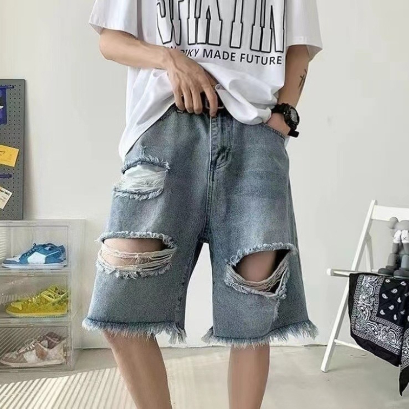 Street Fashion Hong Kong - Стильные мужские рваные джинсовые шорты в