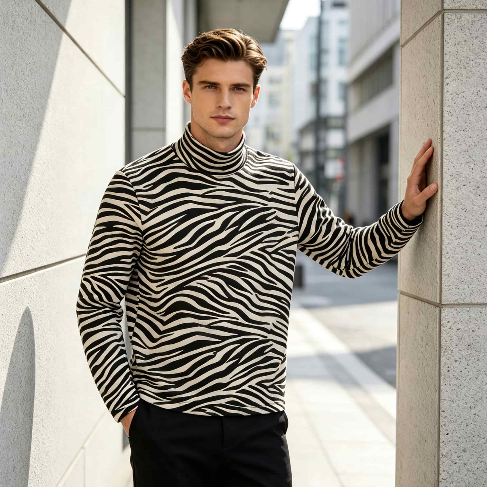 Street Fashion For Man - Мужская футболка с высоким воротником и
