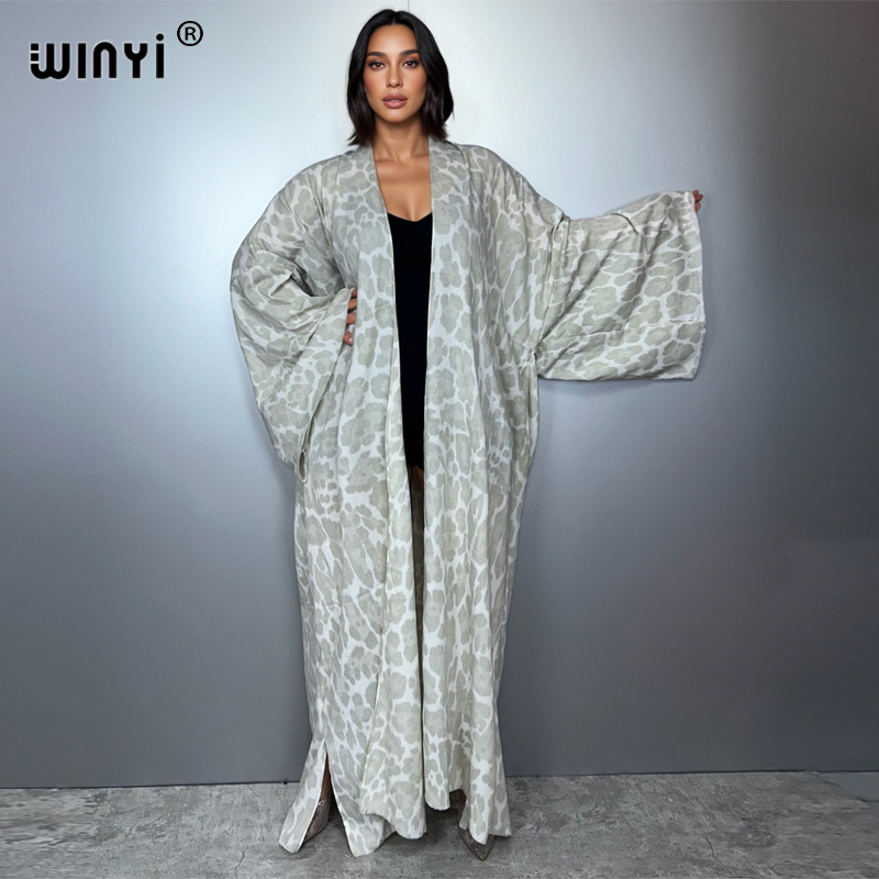 Street Fashion Kimono - WINYI зимний леопардовый кардиган, африканский женский